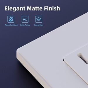 ELEGRP Matte White Standard Decorator Electrical Wall Receptacle Outlet, 15A 125V, 2 Pole 3 Wire, Non- Tamper Resistant, NEMA 5-15R, Self-Grounding, Wall Plate Included, UL Listed, 10 Pack