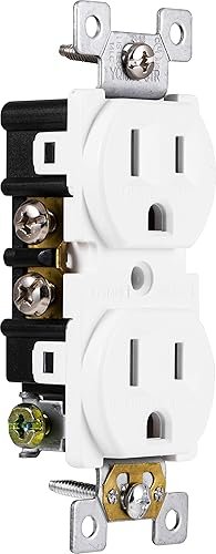 GE Grounding Duplex 5 Pack, in Wall Receptacle, Tamper Resistant, 3 Prong Socket, Easy Install, 15 Amp, UL Listed, White, 41869