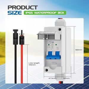 Solar Panel Disconnect Switch, CGELE 40 Amp DC 500V Breaker Box PV Disconnect Switch Miniature Circuit Breaker with IP65 Waterproof Box