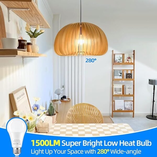 12-Pack A19 LED Light Bulbs 100 Watt Equivalent, 13W 1500 Lumens Super Bright 5000K Daylight White LED Bulbs, Standard E26 Medium Screw Base Light Bulb, No Flicker, CRI90+, Non-Dimmable - Image 5