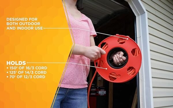 Woods E-102 Heavy Duty Cord Storage Wheel, 125-Foot - Image 3