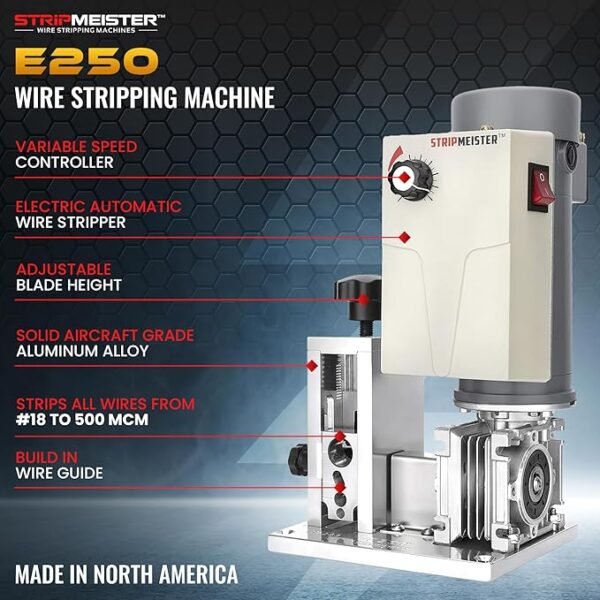 StripMeister E250 Wire Stripper Machine - Wire Stripping Machine For Electrical & Copper Wires, Electric Wire Stripping Machine Variable Speeds, Scrap Metal Stripping Made Easy - Image 2