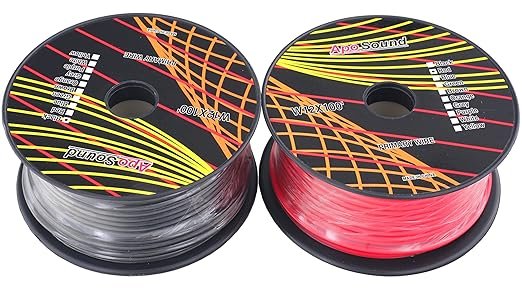 GS Power 12 Gauge Electrical Wire – 2 Pack Color Combo Low Voltage Wiring 100 Feet Per Roll, Copper Clad Aluminum Electric Wires for 12 Volt Automotive, Lighting, Trailer or Car Audio