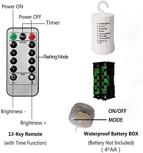 200LED Hanging Sphere Lights, Battery Operated Starburst Lights, 8 Modes Dimmable Remote Control, Waterproof Copper Wire Fairy Light for Indoor Outdoor Christmas Decor (Warm White) - Image 7
