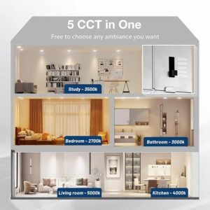 Amico 24 Pack 6 Inch 5CCT Ultra-Thin LED Recessed Ceiling Light with Junction Box, 1050LM Brightness, Dimmable Canless Wafer Downlight, 12W, ETL&FCC