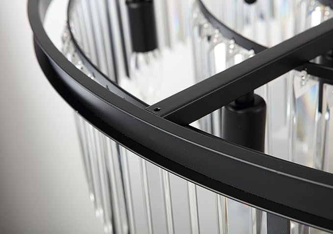 Large Crystal Chandelier Modern Luxury Black 39 inch Pendant Ceiling Lights Fixture for Dining Living Room 18-Lights 3-Tier Raindrop Chandeliers Lighting (Black, Dia 39 Inch) - Image 5