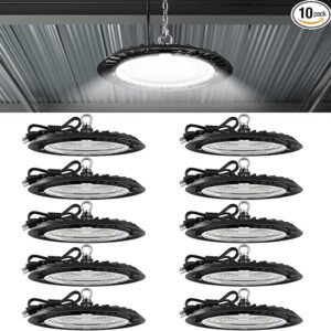Sunco 10 Pack UFO High Bay LED Light, Shop Lights for Warehouse, Plug & Play, 19500 LM, 150W, 5000K Daylight, Power Cord Included, IP65 Waterproof Shatterproof Fixture UL