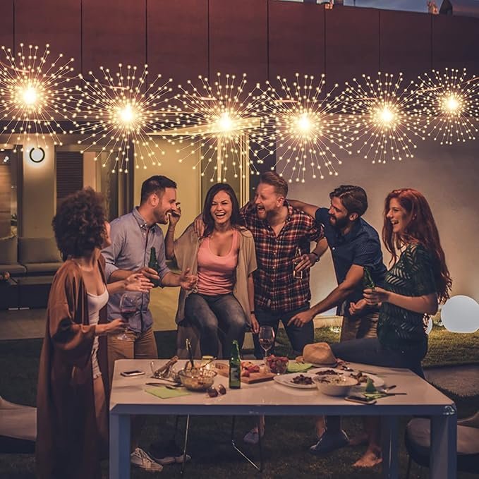 200LED Hanging Sphere Lights, Battery Operated Starburst Lights, 8 Modes Dimmable Remote Control, Waterproof Copper Wire Fairy Light for Indoor Outdoor Christmas Decor (Warm White) - Image 3