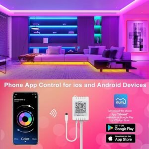Nexillumi Led Lights for Bedroom 100ft Music Sync Color Changing Led Strip Lights Smart with Remote and App Control Built-in Mic for Party Home Room Decor Luces LED para Cuarto