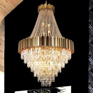 Crystal Chandeliers Modern Chandelier High Ceiling Foyer Entryway 21 Lights Gold Luxury Pendant Hanging Light Fixture for Living Room Entry Way Extra Large Tiered 36\'\' D x 54\'\' H