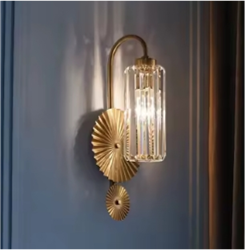 Light Luxury Crystal Wall Lamp American Retro Bedroom Bedside Lamp Living Room Background Wall Corridor Aisle Bracket Light