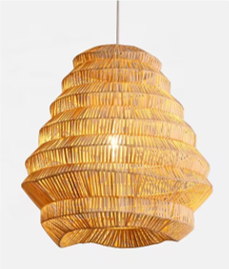 Creative Handmade Natural Rattan Hanging Light Interior Japanese Bamboo Country Style Pendant Lamp for Dining Room